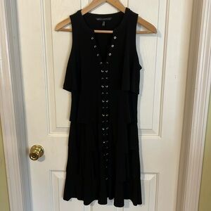 White House Black Market dress. Size XS, black, flowy, feminine, LBD, sleevless.